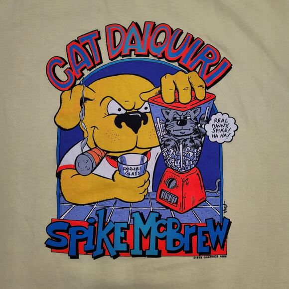 Vintage 1989 Funny Cat Daiguiri Dog Shirt 2XL 25x29 STS-Graphics - Picture 7 of 13